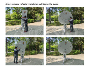 STEP (4) reflector installation and tighten the buckle of 1.8m automatic flyaway antenna