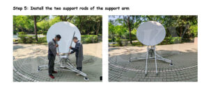 STEP (5) Install the two support rods of the support arm of 1.8m automatic flyaway antenna